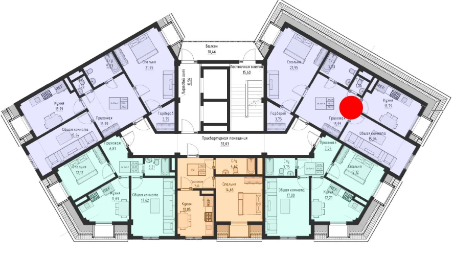 2-комнатная квартира 78.21 м²  15/15 этаж