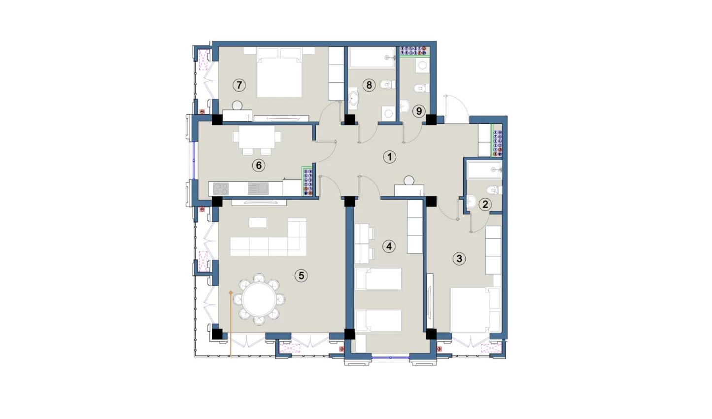 4-xonali xonadon 120 m²  8/8 qavat