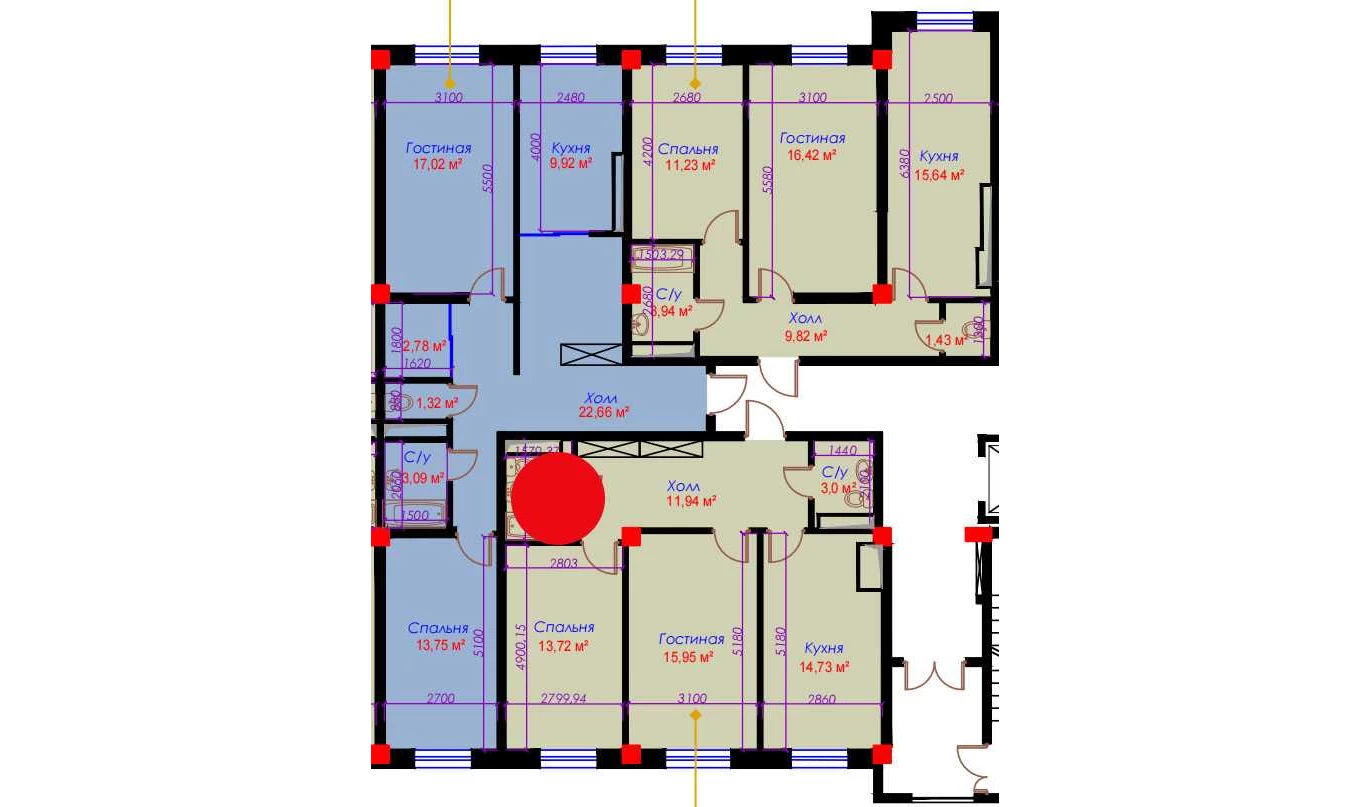 2-комнатная квартира 63.95 м²  10/10 этаж