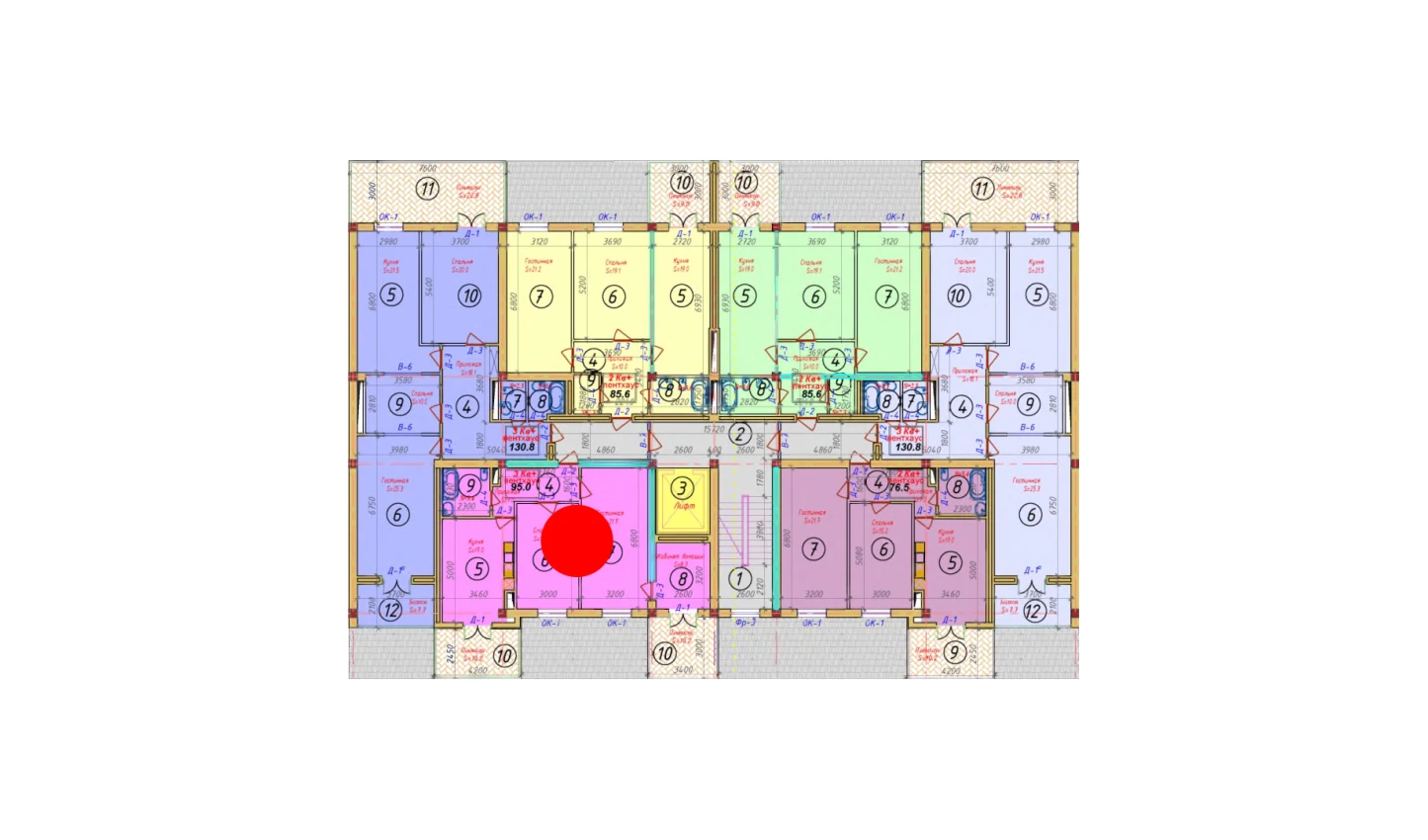 3-комнатная квартира 76.5 м²  3/3 этаж