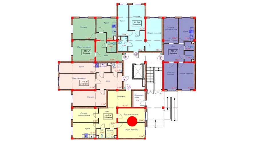 3-комнатная квартира 88.3 м²  1/1 этаж