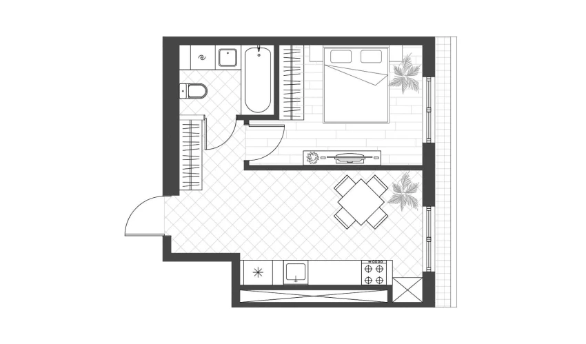 1-xonali xonadon 32 m²  7/12 qavat | PARVOZ Turar-joy majmuasi