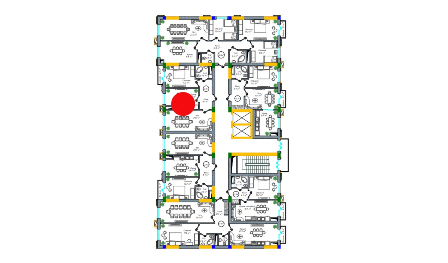 2-xonali xonadon 63.7 m²  10/10 qavat