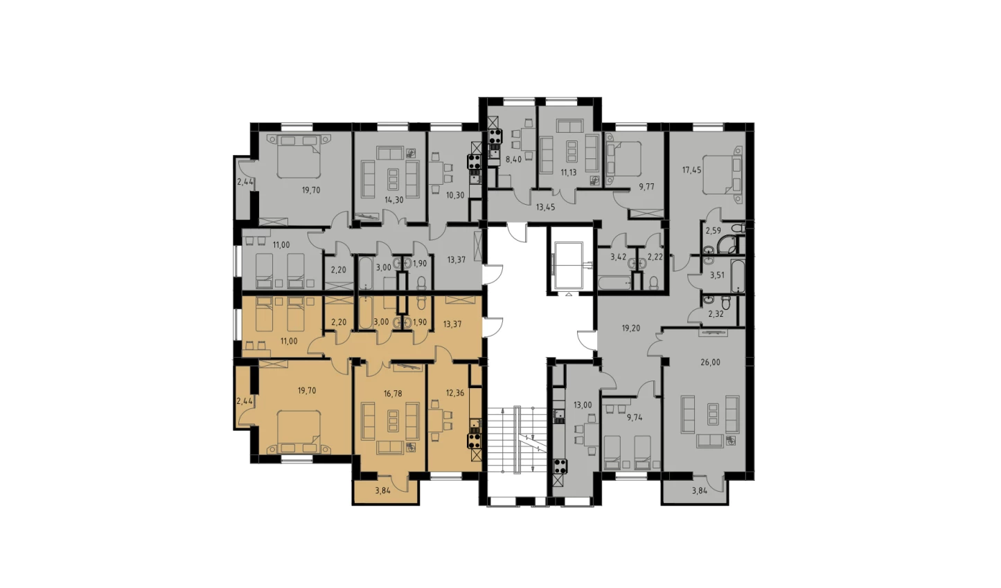 3-комнатная квартира 82.19 м²  2/2 этаж