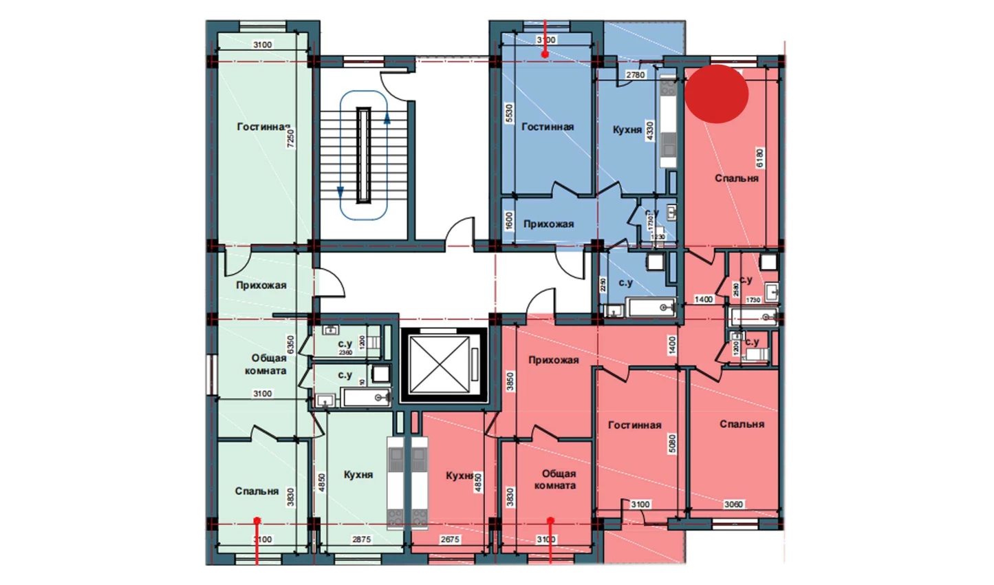 4-комнатная квартира 113.3 м²  11/11 этаж