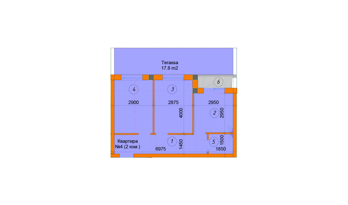 2-xonali xonadon 47.71 m²  2/2 qavat