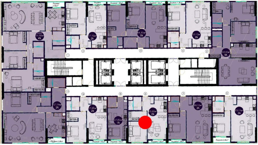 2-комнатная квартира 55.69 м²  2/2 этаж