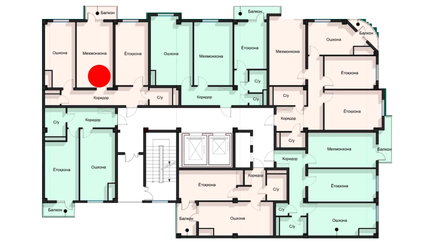 2-xonali xonadon 73.48 m²  3/12 qavat | SPUTNIK AVENUE Turar-joy majmuasi