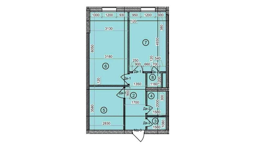 2-xonali xonadon 61.3 m²  4/9 qavat | Uchtepa Avenue Turar-joy majmuasi