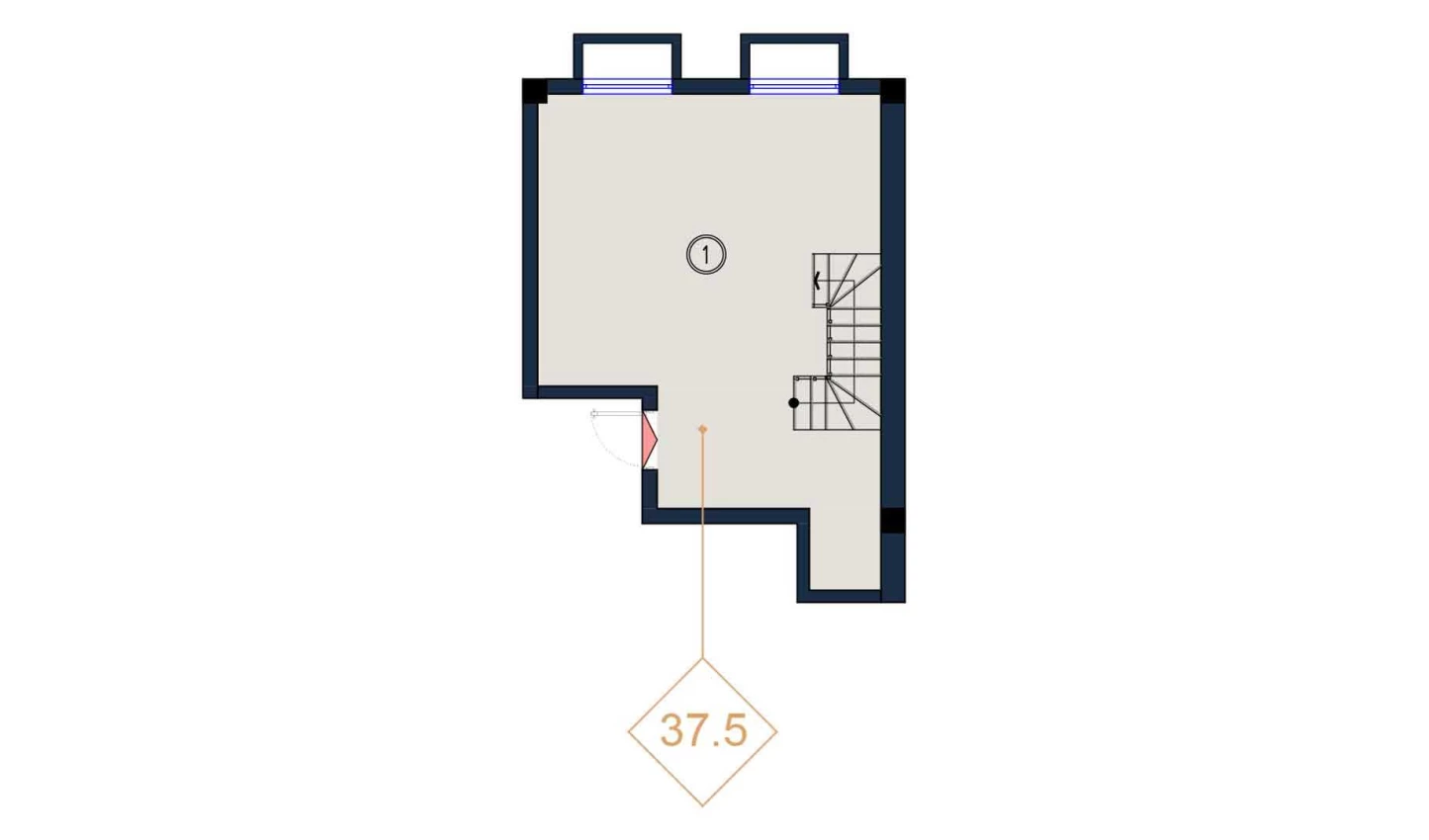 1-комнатная квартира 39 м²  1/1 этаж