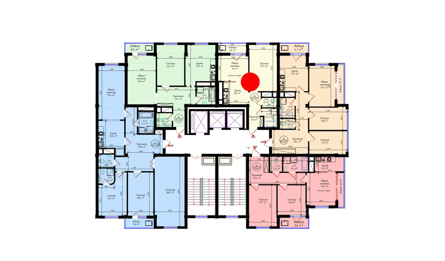 2-комнатная квартира 50.7 м²  2/2 этаж