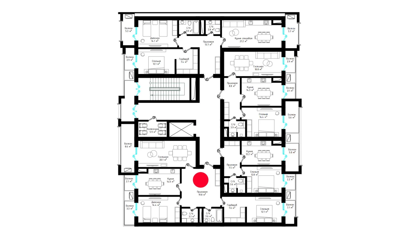 2-xonali xonadon 112.1 m²  10/10 qavat