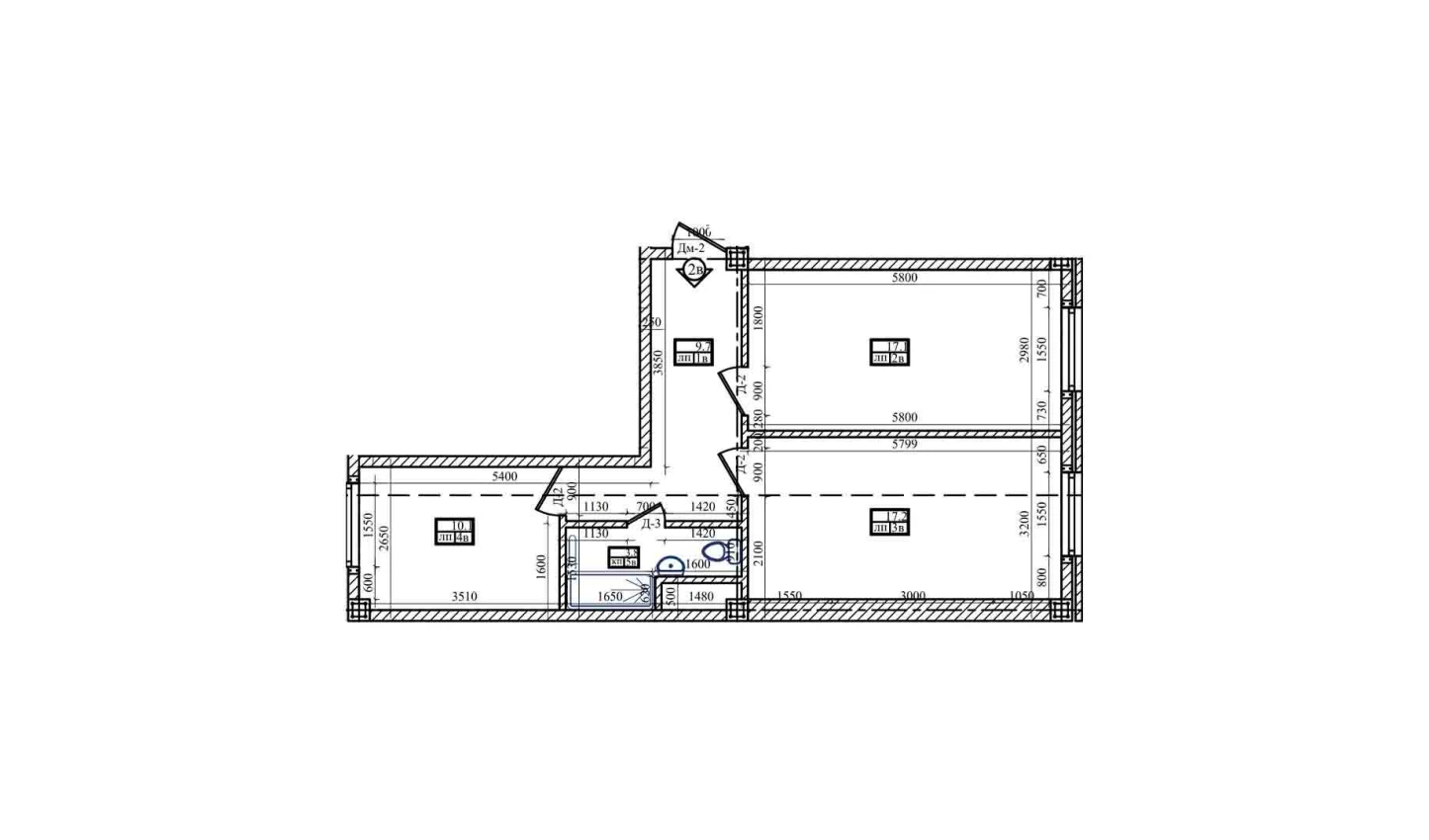 2-комнатная квартира 58.3 м²  1/1 этаж