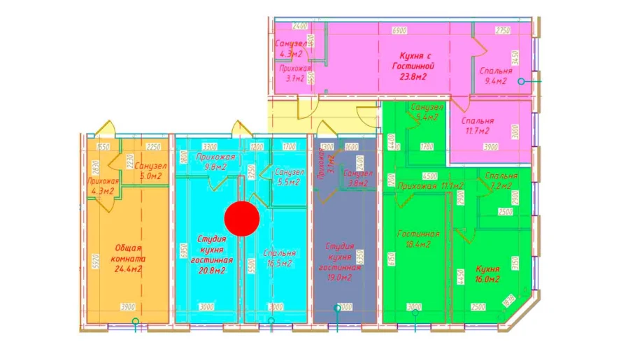 2-xonali xonadon 52.6 m²  1/16 qavat | DO'MBIROBOD RESIDENCE Turar-joy majmuasi