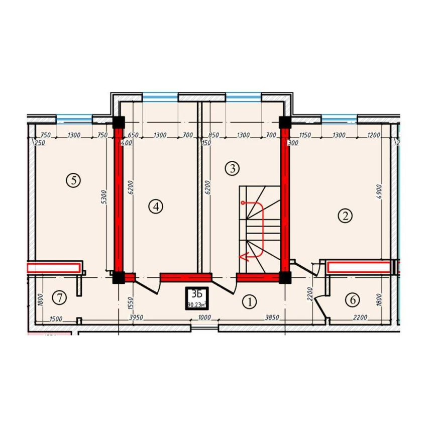 3-комнатная квартира 90.23 м²  1/1 этаж