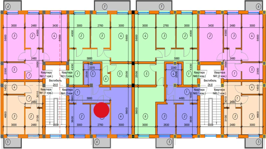 2-комнатная квартира 54.39 м²  3/3 этаж