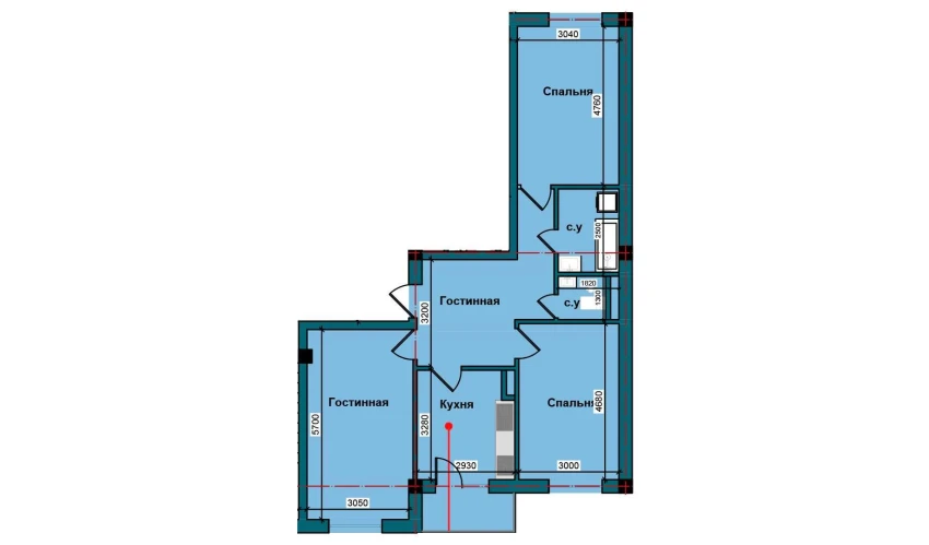 3-xonali xonadon 83 m²  5/9 qavat | NUR BARAKA Turar-joy majmuasi