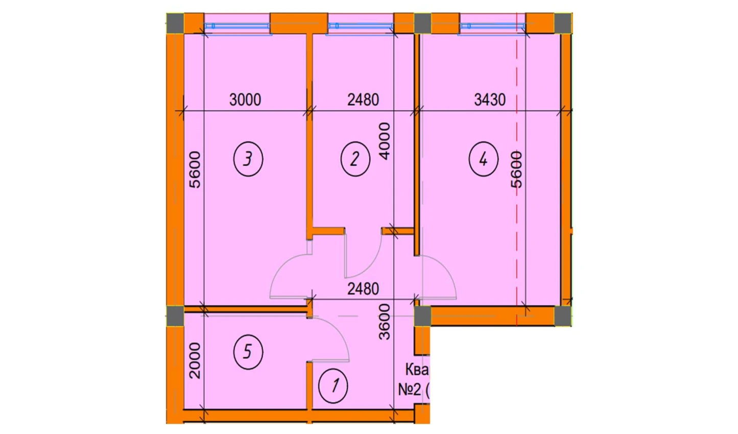 1-комнатная квартира 60.85 м²  1/1 этаж