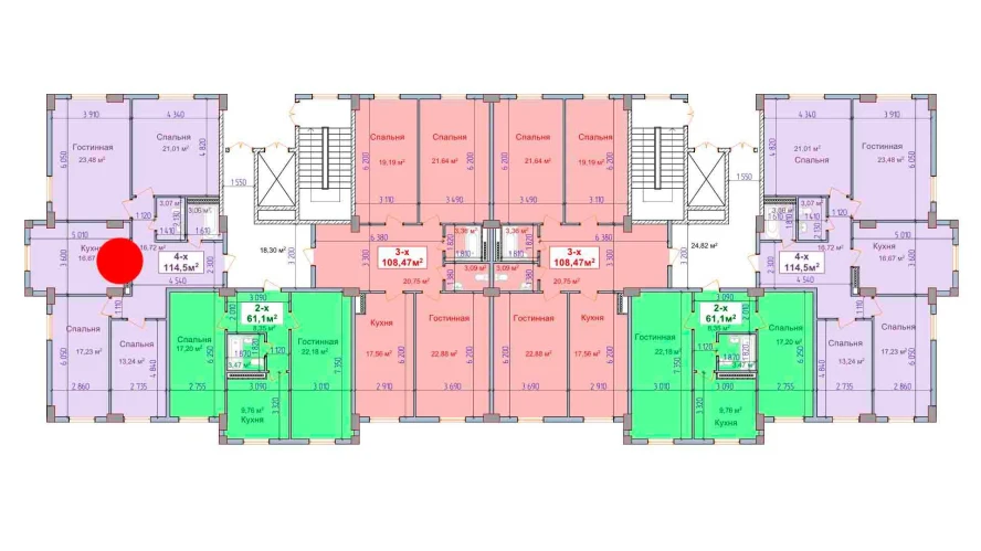 4-комнатная квартира 114.5 м²  1/1 этаж