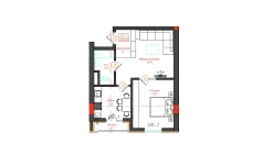 2-комн. квартира 46.6 м²  2/12 этаж | Жилой комплекс CHINARA PARK