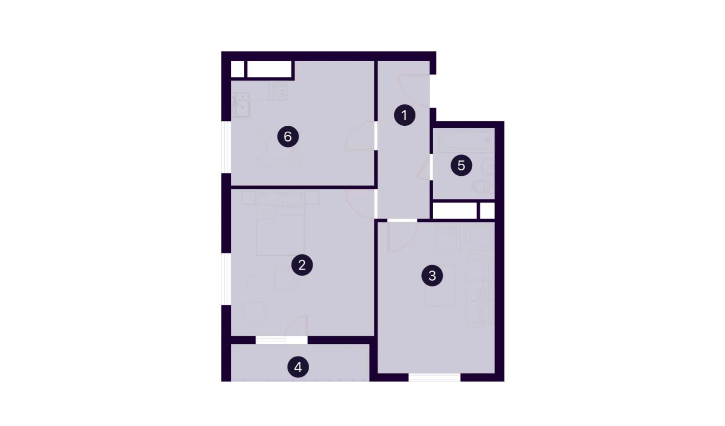 2-комнатная квартира 66.2 м²  14/14 этаж