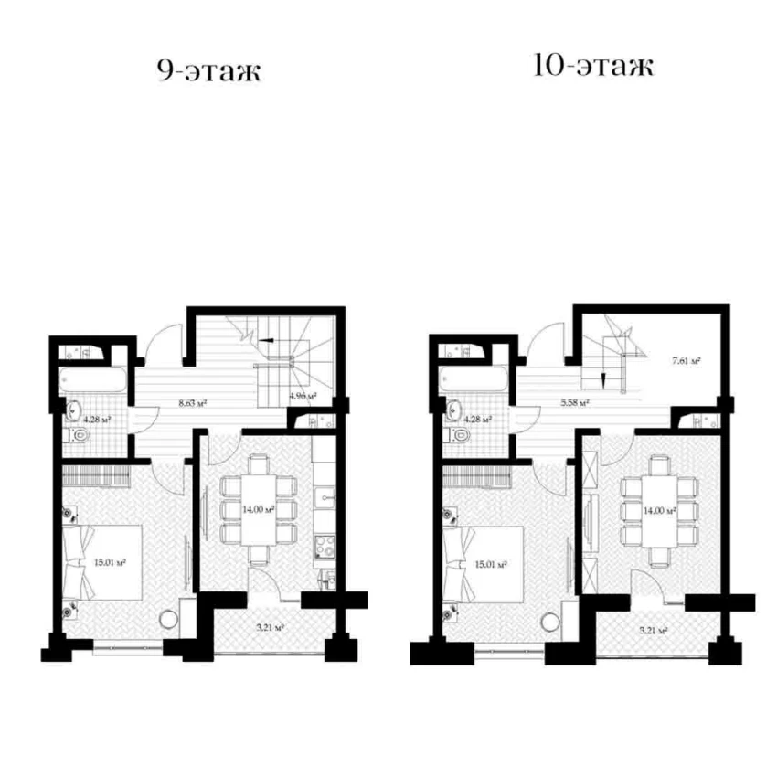 1-комнатная квартира 97.6 м²  9/9 этаж