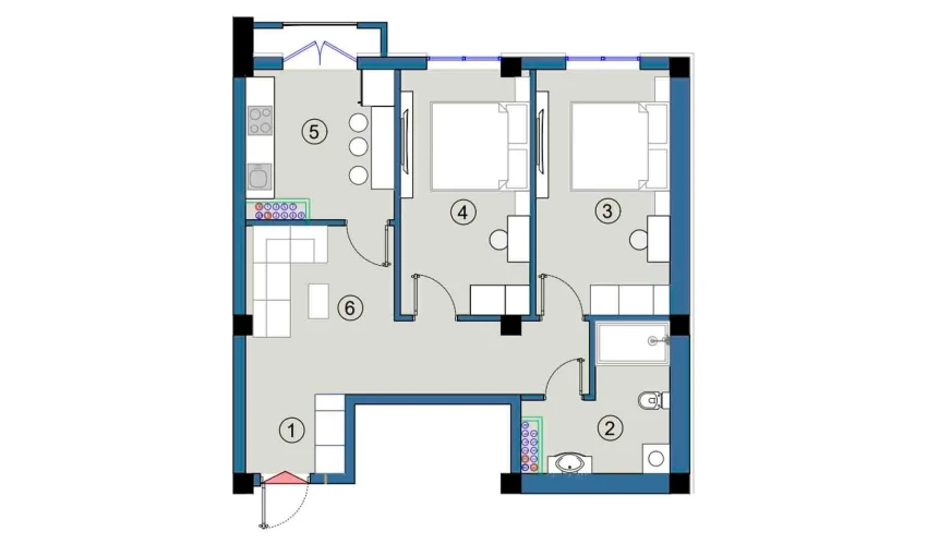 2-комнатная квартира 63.5 м²  8/9 этаж | Жилой комплекс FLORYA RESIDENCE