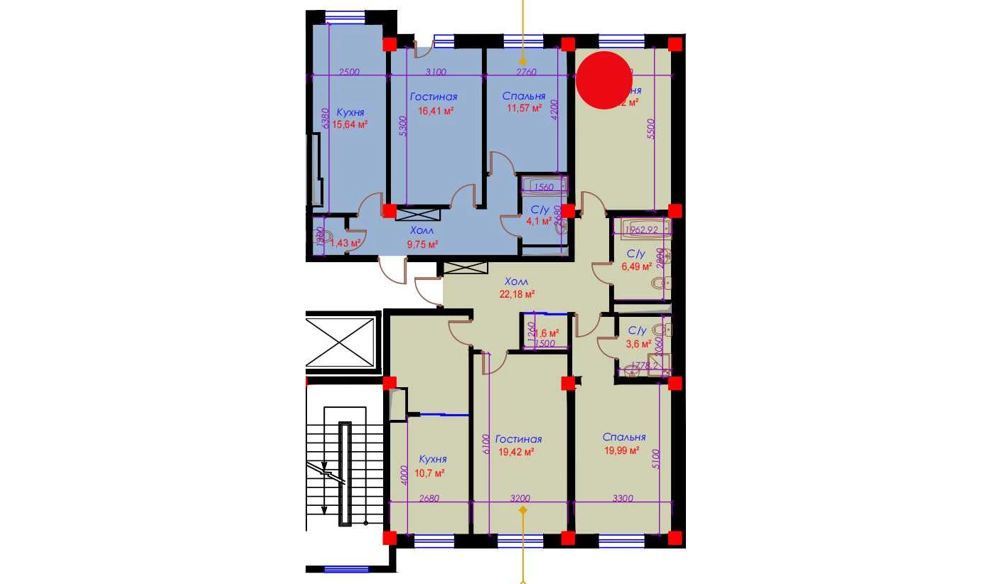 3-комнатная квартира 105.02 м²  10/10 этаж