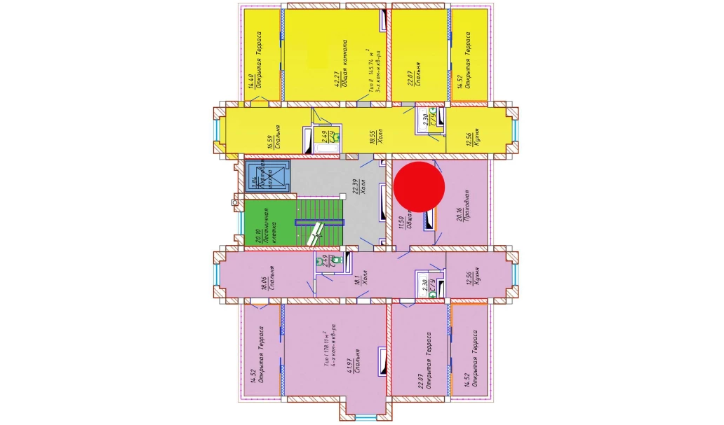 4-комнатная квартира 178.11 м²  10/10 этаж