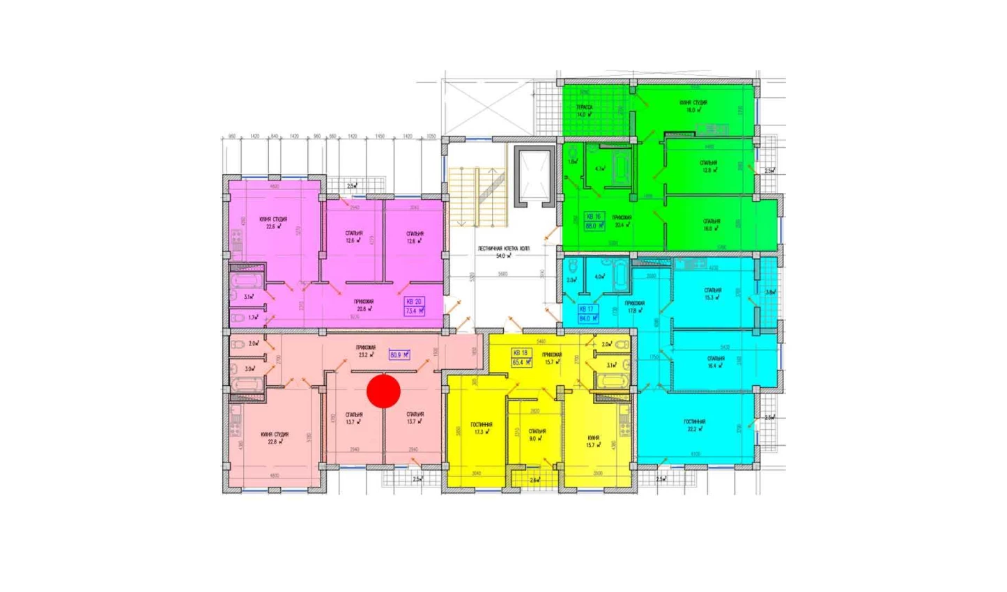 3-комнатная квартира 80.9 м²  6/6 этаж