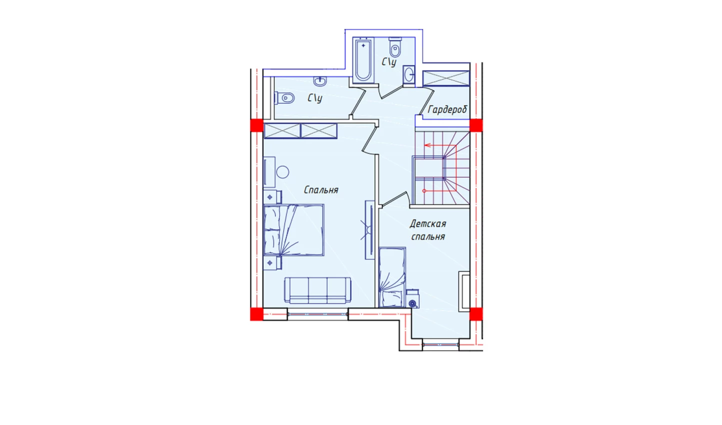 2-комнатная квартира 56.6 м²  8/8 этаж