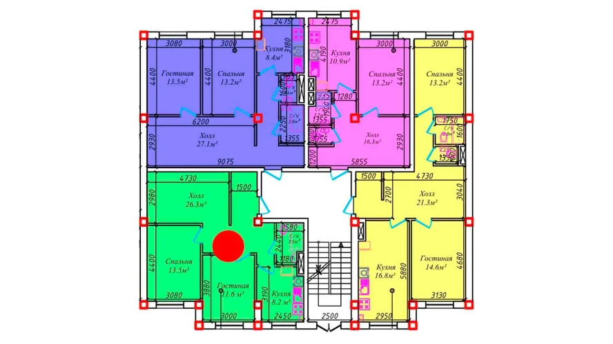 2-комнатная квартира 68 м²  1/1 этаж