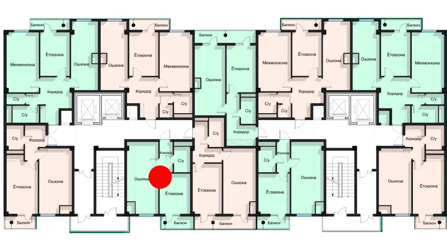 1-комнатная квартира 44.54 м²  4/4 этаж