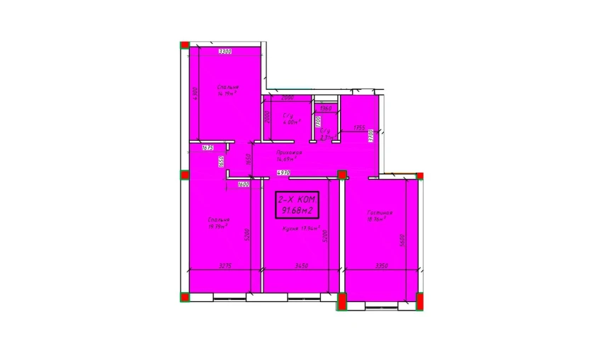 3-комнатная квартира 85.91 м²  4/4 этаж | Жилой комплекс SABZAVOT CITY