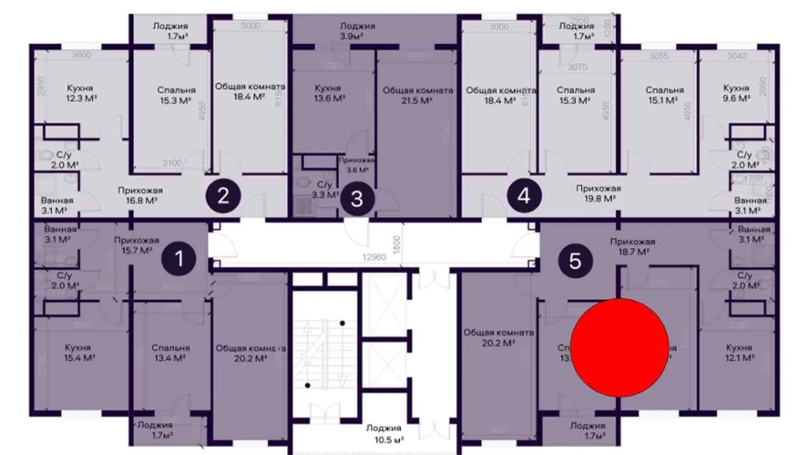 3-комнатная квартира 89.7 м²  3/3 этаж