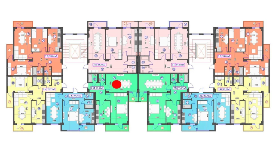 2-комнатная квартира 75.67 м²  2/2 этаж