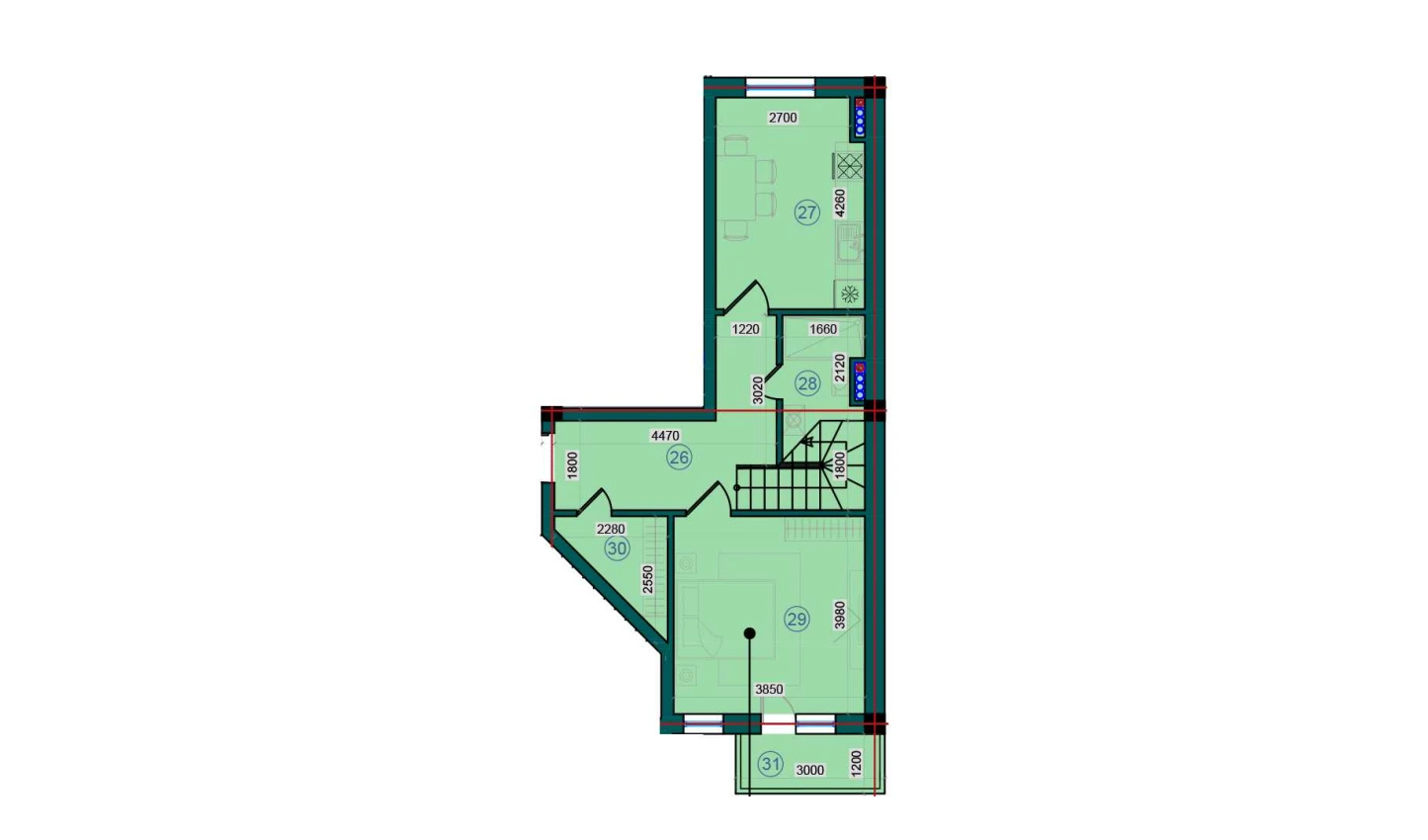 2-xonali xonadon 104.3 m²  7/7 qavat | Bristol Turar-joy majmuasi