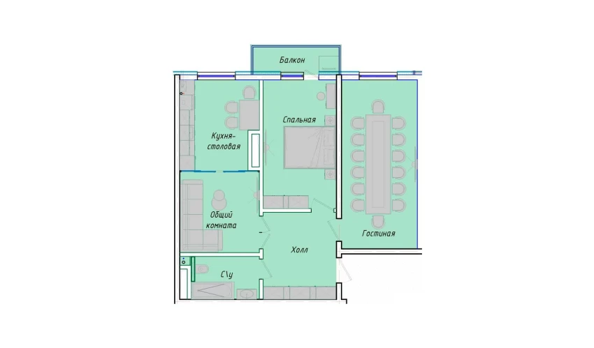 3-xonali xonadon 75.44 m²  8/12 qavat | SERGELI CITY Turar-joy majmuasi