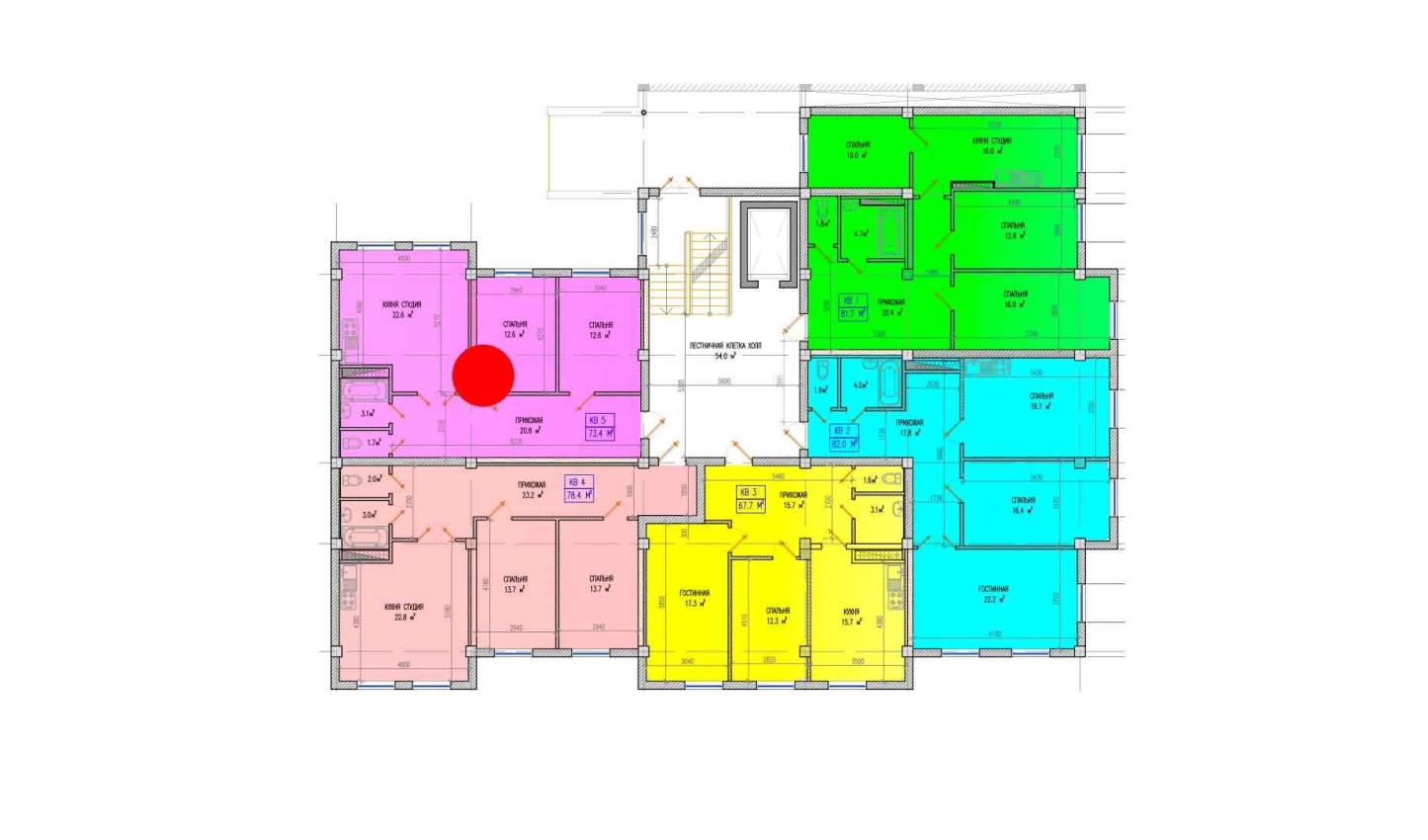 3-комнатная квартира 73.4 м²  1/1 этаж