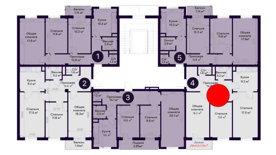 3-комнатная квартира 74.4 м²  4/4 этаж