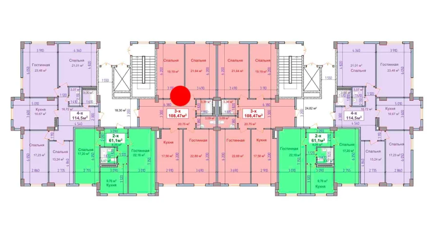 3-комнатная квартира 108.47 м²  1/1 этаж