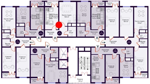 2-комнатная квартира 48.1 м²  4/16 этаж | Жилой комплекс Crystal Avenue