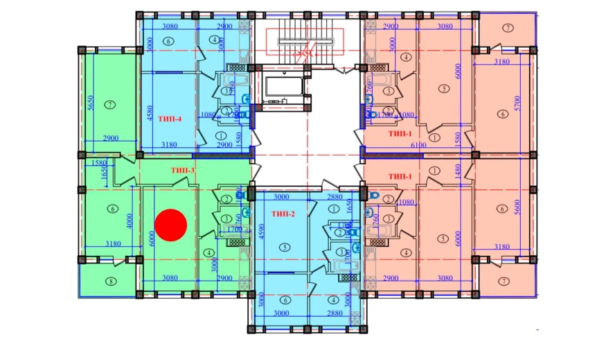 3-комнатная квартира 97.4 м²  6/6 этаж