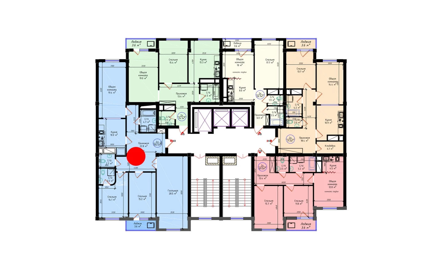 4-комнатная квартира 124.2 м²  1/1 этаж