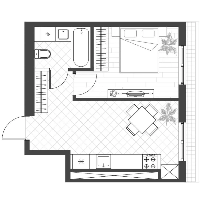 1-xonali xonadon 32 m²  7/12 qavat | PARVOZ Turar-joy majmuasi