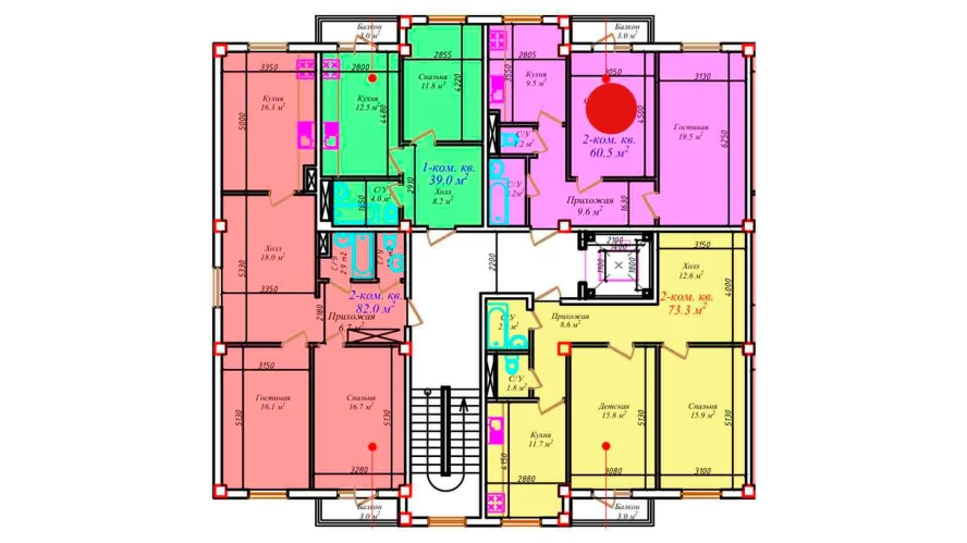 1-комнатная квартира 60.5 м²  4/4 этаж