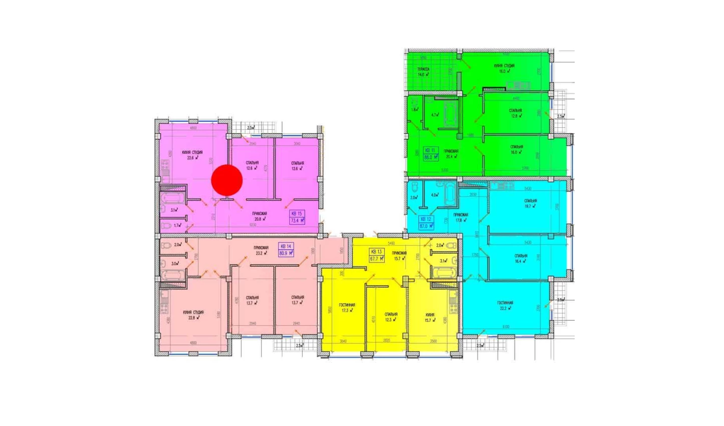 3-комнатная квартира 75.9 м²  3/3 этаж