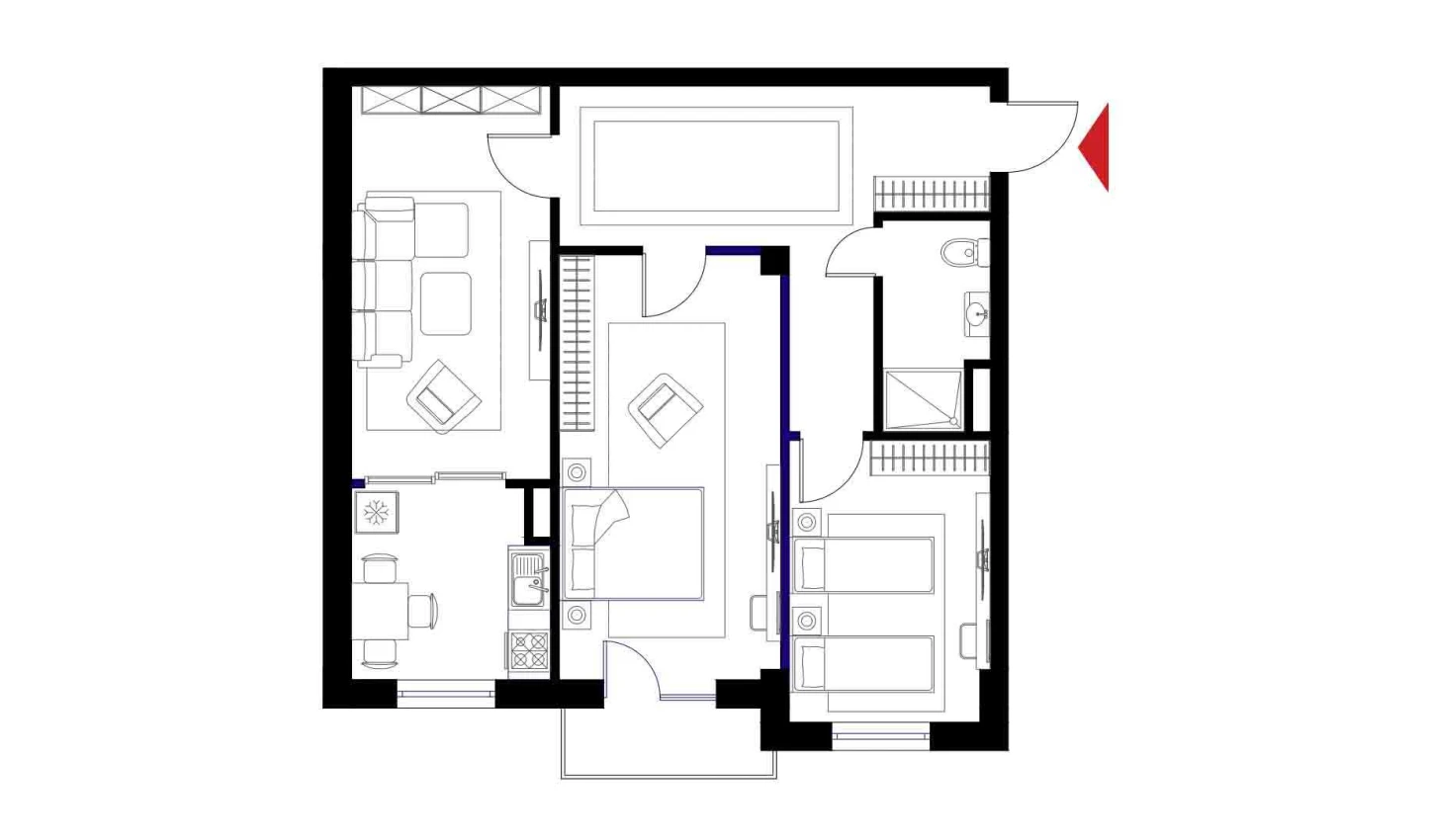 3-комнатная квартира 77.7 м²  2/2 этаж