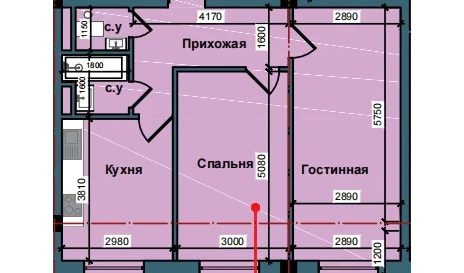 2-комнатная квартира 62.4 м²  4/9 этаж | Жилой комплекс NUR BARAKA