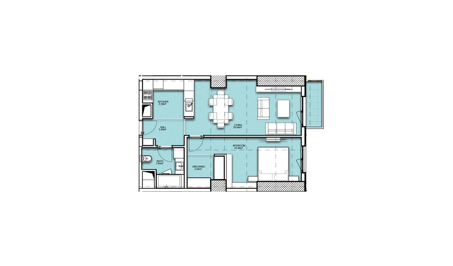 2-комнатная квартира 57.94 м²  9/9 этаж